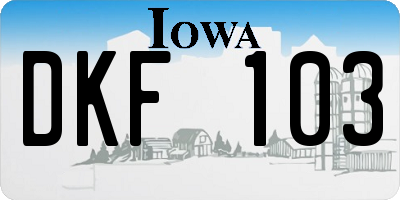 IA license plate DKF103