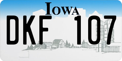 IA license plate DKF107
