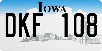 IA license plate DKF108