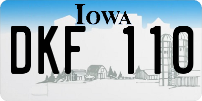 IA license plate DKF110