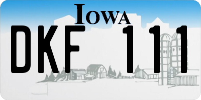 IA license plate DKF111