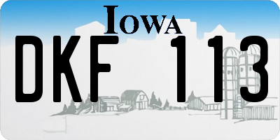 IA license plate DKF113