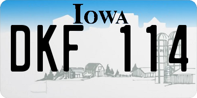 IA license plate DKF114