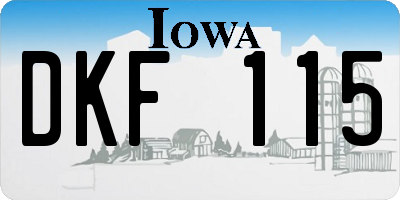 IA license plate DKF115