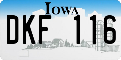 IA license plate DKF116