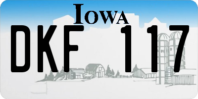 IA license plate DKF117