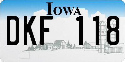 IA license plate DKF118