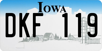 IA license plate DKF119