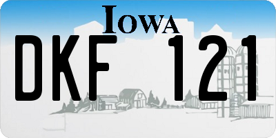 IA license plate DKF121