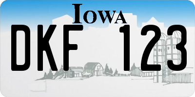 IA license plate DKF123