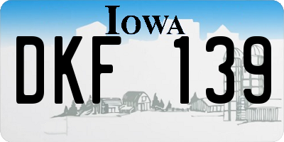 IA license plate DKF139