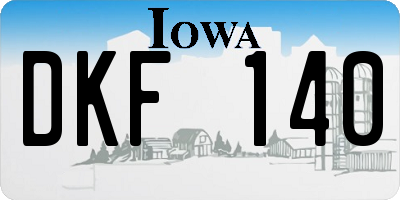 IA license plate DKF140