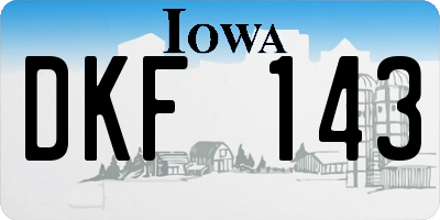 IA license plate DKF143
