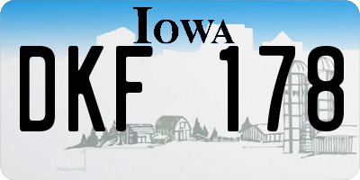 IA license plate DKF178