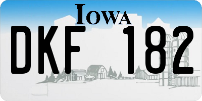 IA license plate DKF182