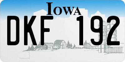 IA license plate DKF192