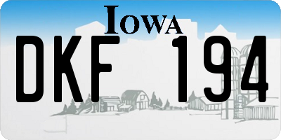 IA license plate DKF194