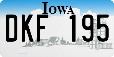 IA license plate DKF195