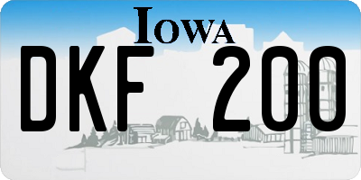 IA license plate DKF200