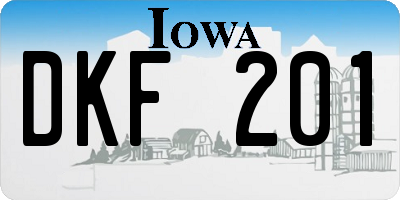 IA license plate DKF201