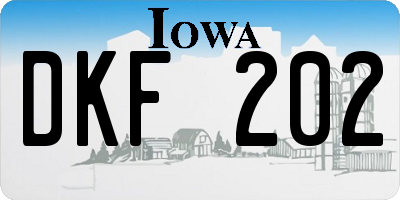 IA license plate DKF202
