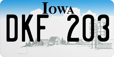 IA license plate DKF203