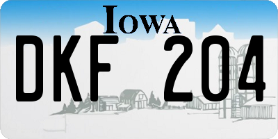 IA license plate DKF204