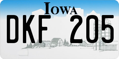 IA license plate DKF205