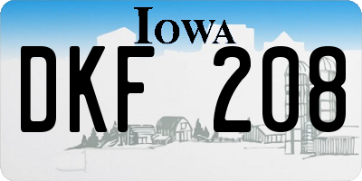 IA license plate DKF208