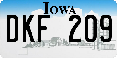 IA license plate DKF209