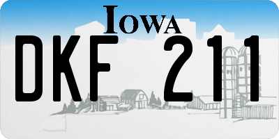 IA license plate DKF211