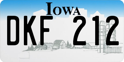 IA license plate DKF212