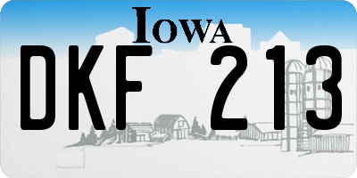 IA license plate DKF213