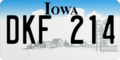 IA license plate DKF214