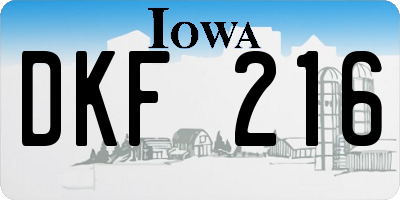 IA license plate DKF216