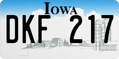 IA license plate DKF217