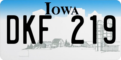 IA license plate DKF219