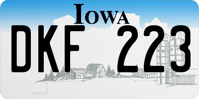 IA license plate DKF223