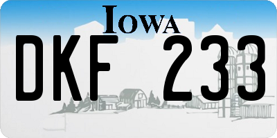 IA license plate DKF233