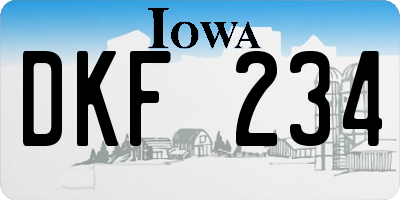 IA license plate DKF234