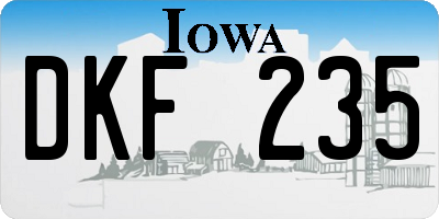 IA license plate DKF235