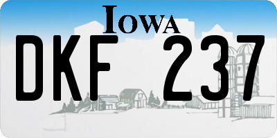 IA license plate DKF237