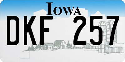 IA license plate DKF257