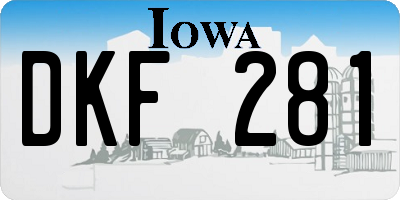 IA license plate DKF281