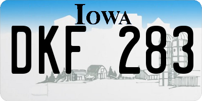 IA license plate DKF283