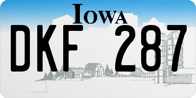 IA license plate DKF287