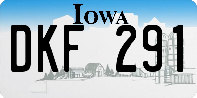 IA license plate DKF291
