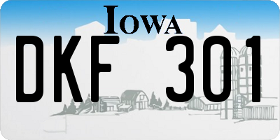 IA license plate DKF301