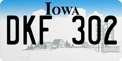 IA license plate DKF302