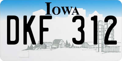 IA license plate DKF312